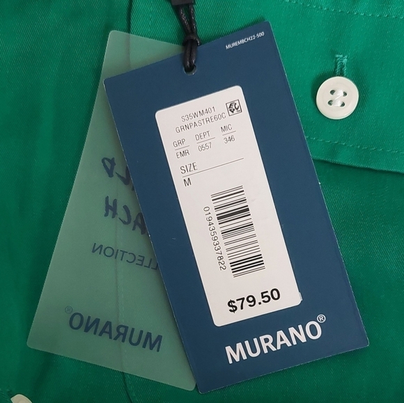 NWT Murano Green Slim Fit Mens Causal Button Short Sleeve Shirt Size Medium - Picture 8 of 10